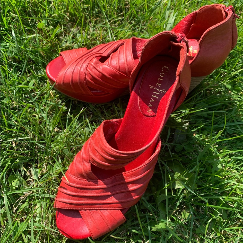 Red Cole Haan Shayna Pleated Wedges